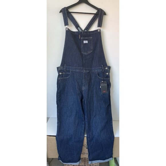 Levi’s Premium Denim Overalls Women’s 24W NWT Dark Wash Relaxed Fit Workwear Jum - Picture 7 of 7